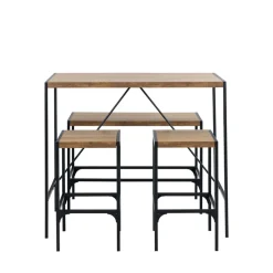 Drawer SKAL Ensemble table de bar pour 4 personnes en bois et métal H105cm