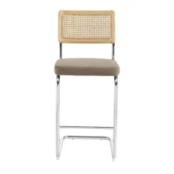 No name SKANA Lot de 2 chaises de bar en velours côtelé pieds chrome H66cm