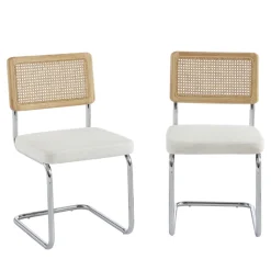 No name SKANA Lot de 2 chaises en velours côtelé pieds chrome