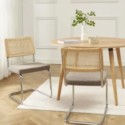 No name SKANA Lot de 2 chaises en velours côtelé pieds chrome