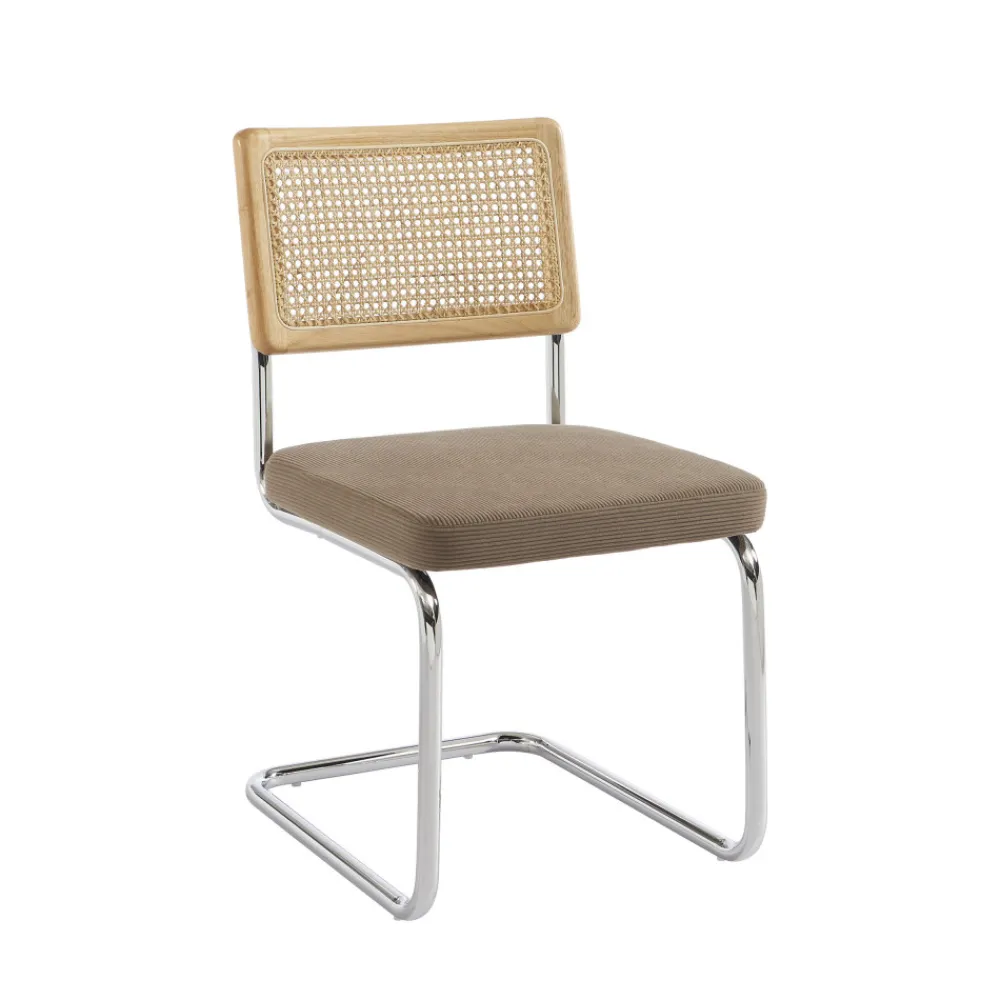 No name SKANA Lot de 2 chaises en velours côtelé pieds chrome