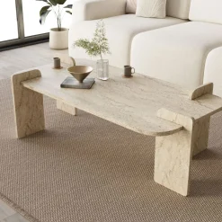 Drawer SOLENI Table basse effet travertin 120x60cm