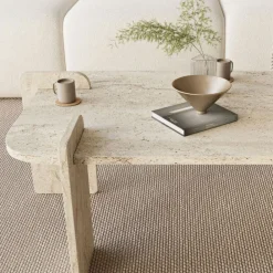Drawer SOLENI Table basse effet travertin 120x60cm