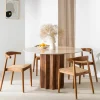 Drawer SORONG Table à manger 4 personnes ronde en marbre et bois massif