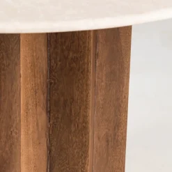 Drawer SORONG Table à manger 4 personnes ronde en marbre et bois massif