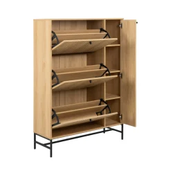 Drawer STORO Meuble à chaussures 4 portes en bois et métal L98,7cm