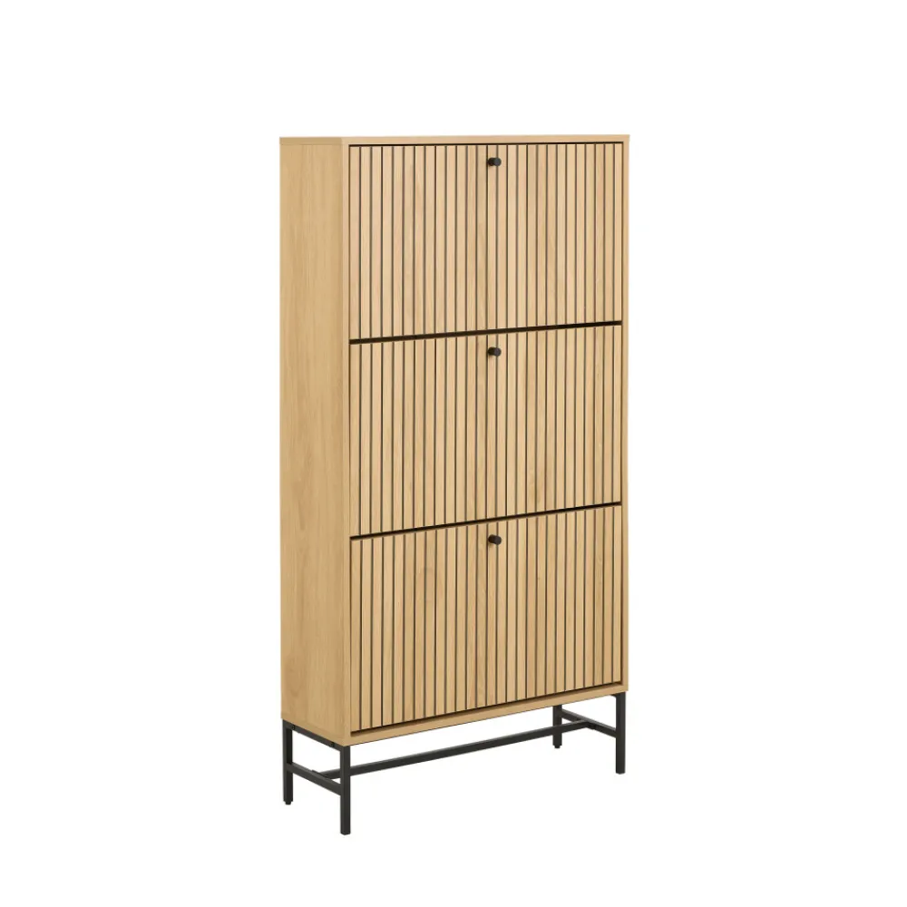 Drawer STORO Meuble à chaussures 3 portes en bois et métal L71,6cm