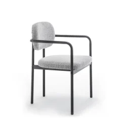 Drawer STUART Lot de 2 fauteuils de table en tissu bouclette et métal