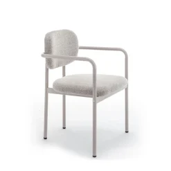 Drawer STUART Lot de 2 fauteuils de table en tissu bouclette pieds beiges