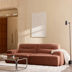 Drawer STUNE Canapé droit 4 places en velours côtelé à accoudoirs larges
