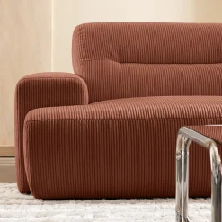 Drawer STUNE Canapé droit 4 places en velours côtelé à accoudoirs larges