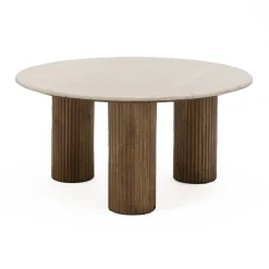 Drawer SULA Table basse en marbre et bois massif ø80cm