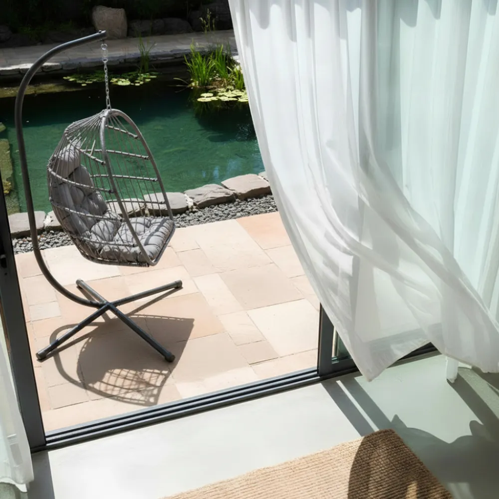 Drawer SULLY Fauteuil œuf suspendu de jardin en corde et acier traité