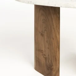 No name TANDA Table d'appoint organique en marbre et bois 37x56cm