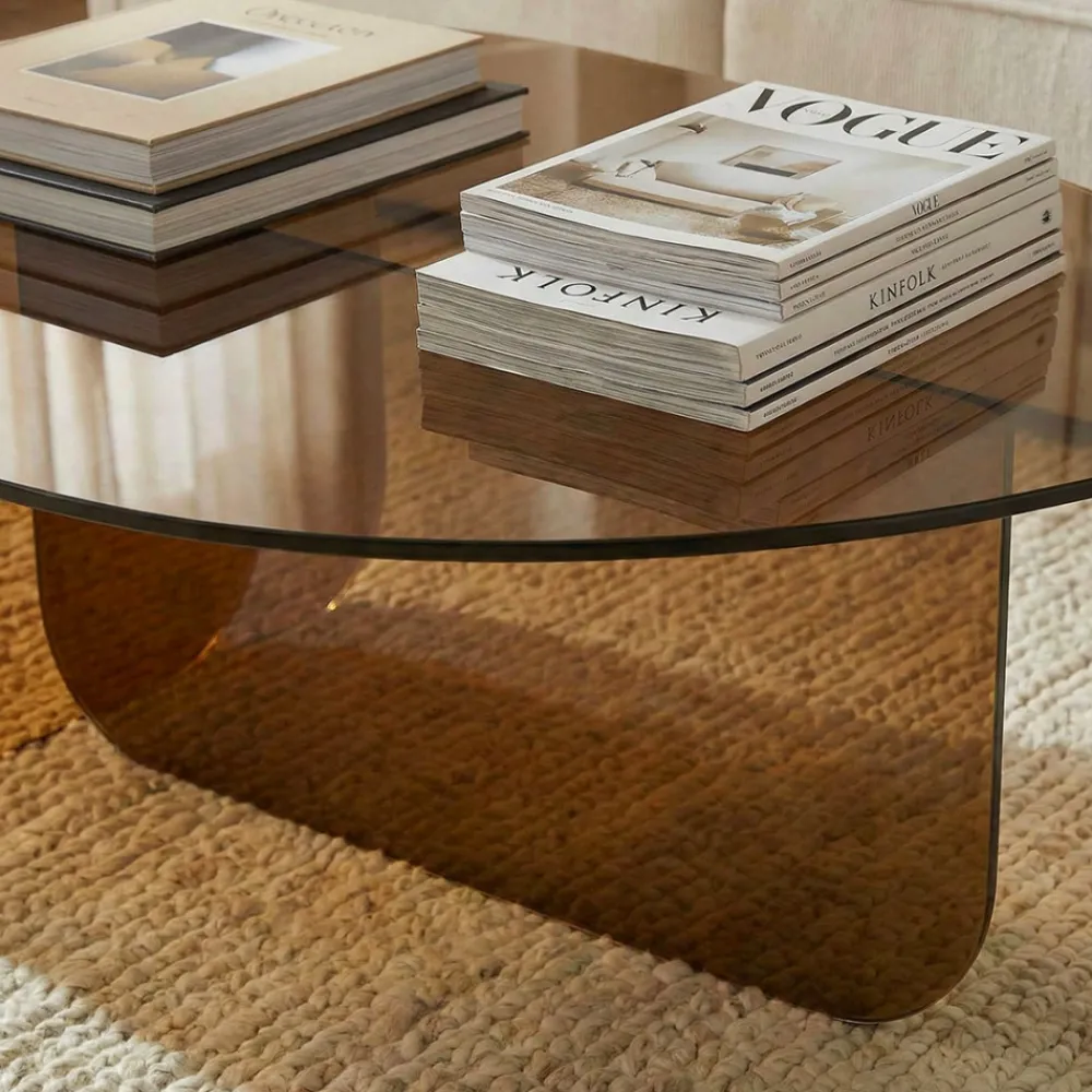 Drawer TILA Table basse organique en verre L100cm