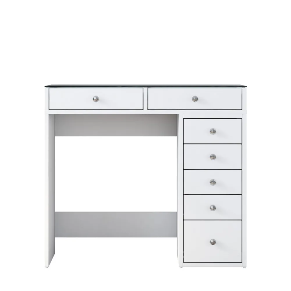 Drawer TIYA Coiffeuse 7 tiroirs avec plateau en verre L90cm