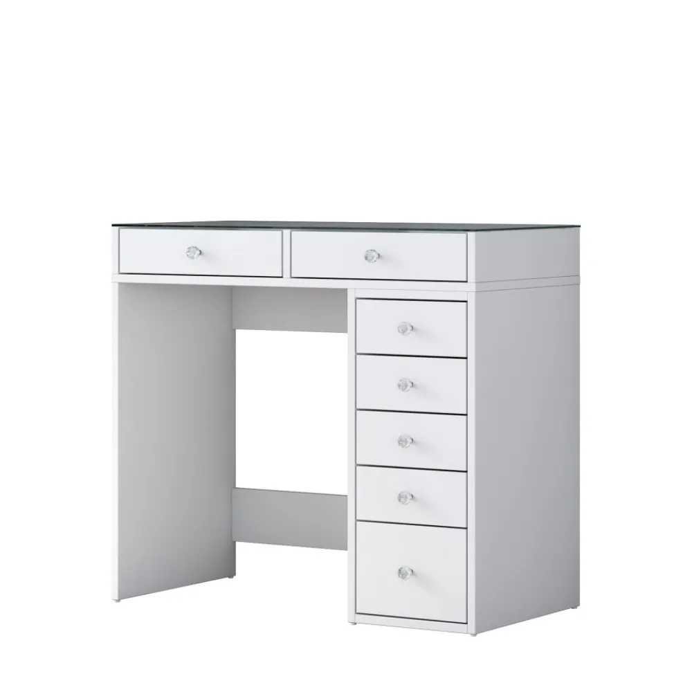 Drawer TIYA Coiffeuse 7 tiroirs avec plateau en verre L90cm