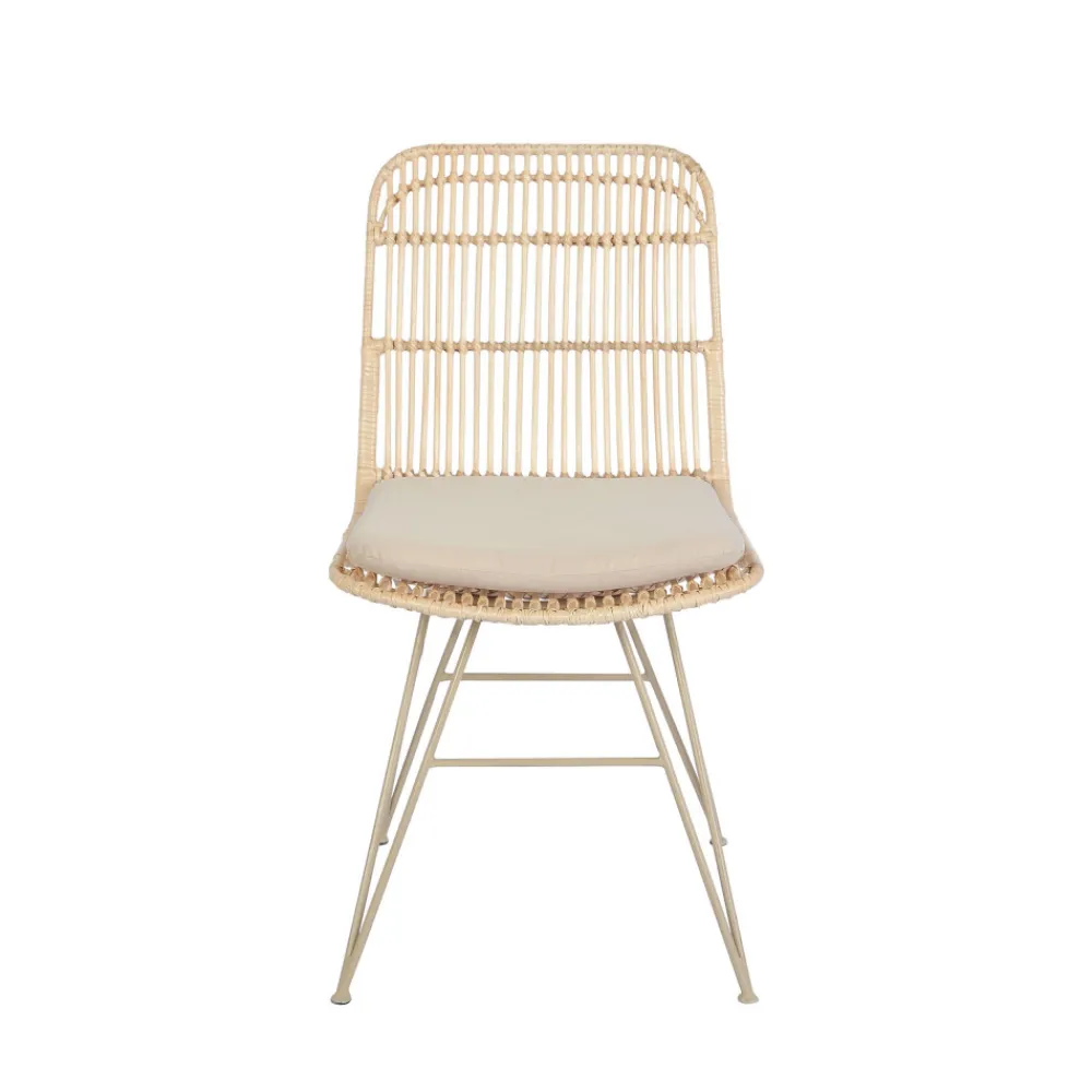 Drawer UYUNI Lot de 2 chaises design en rotin pieds beiges