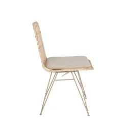 Drawer UYUNI Lot de 2 chaises design en rotin pieds beiges