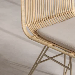 Drawer UYUNI Lot de 2 chaises design en rotin pieds beiges
