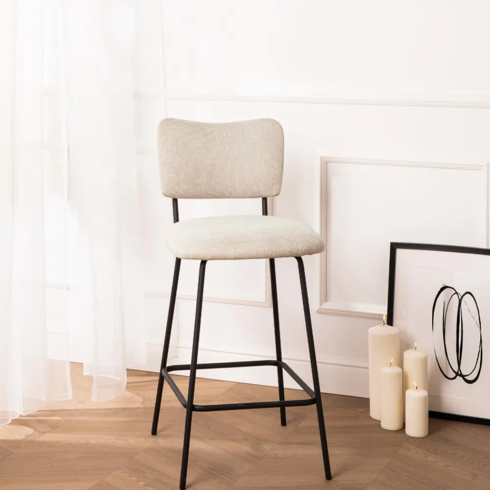 Drawer VANDER Lot de 2 chaises de bar en tissu et métal H65cm