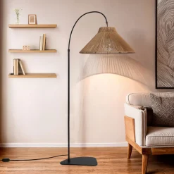 Drawer VANO Lampadaire en métal avec abat-jour en corde H155cm