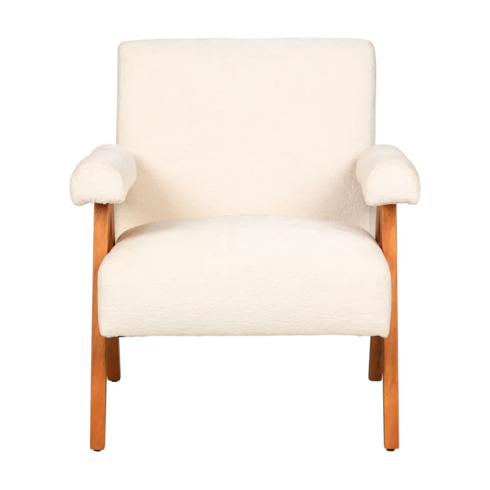 Drawer VEDA Fauteuil en tissu chenille et bois