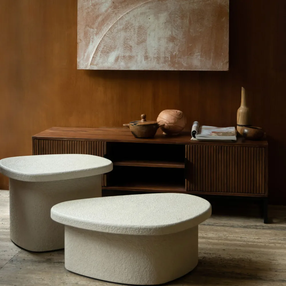 Dutchbone VEDA Table basse organique en bois finition marbre recyclé
