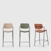 No name VELURA Lot de 2 tabourets de bar en simili cuir et métal H67cm