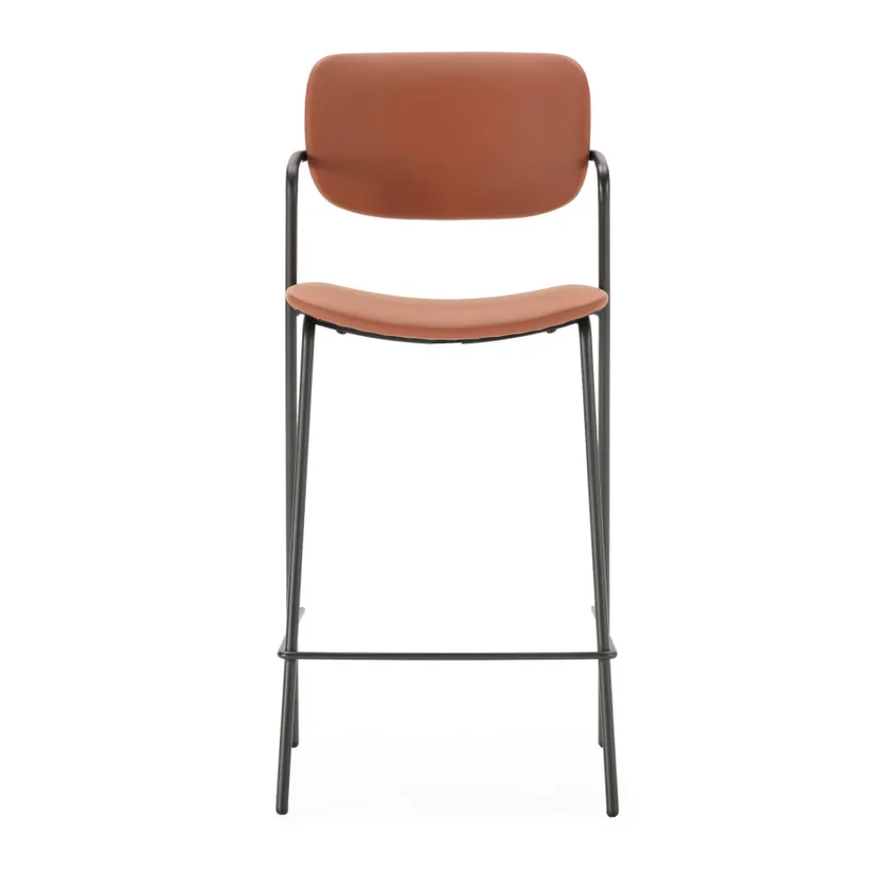 No name VELURA Lot de 2 tabourets de bar en simili cuir et métal H67cm