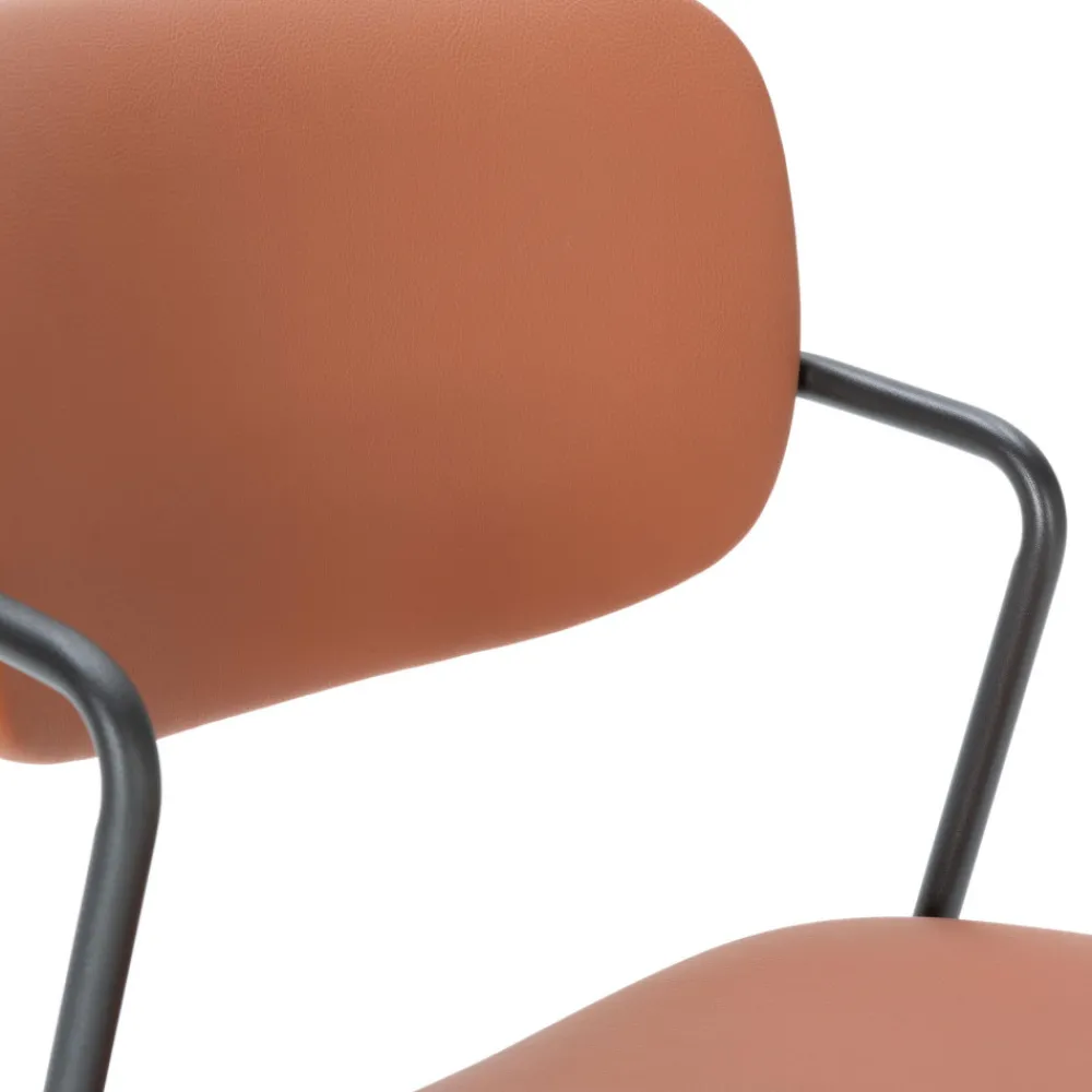 No name VELURA Lot de 2 tabourets de bar en simili cuir et métal H67cm