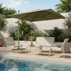 Drawer VEYA Parasol carré déporté en aluminium 3x3m