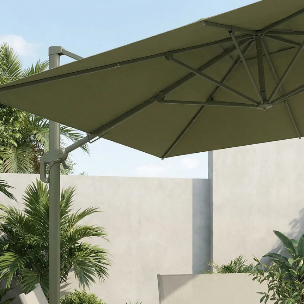 Drawer VEYA Parasol carré déporté en aluminium 3x3m