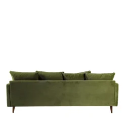 Drawer VILLABON Canapé convertible 3 places en velours pieds bois foncé