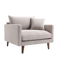 Drawer VILLABON Fauteuil XL en tissu pieds bois foncé