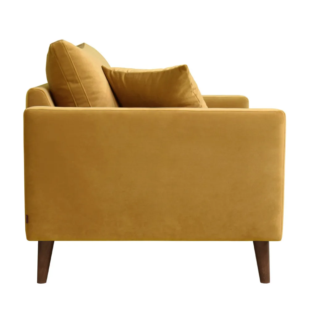Drawer VILLABON Fauteuil XL en velours pieds bois foncé