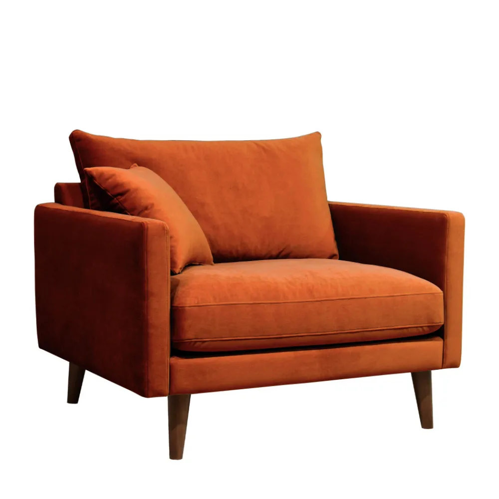 Drawer VILLABON Fauteuil XL en velours pieds bois foncé