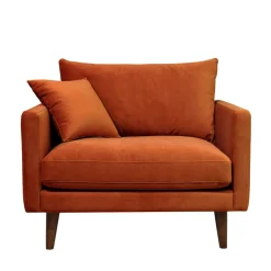 Drawer VILLABON Fauteuil XL en velours pieds bois foncé