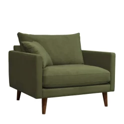 Drawer VILLABON Fauteuil XL en velours pieds bois foncé