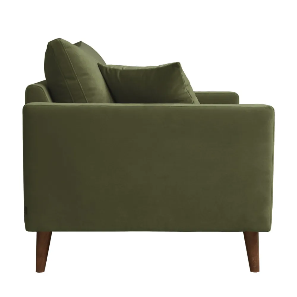 Drawer VILLABON Fauteuil XL en velours pieds bois foncé