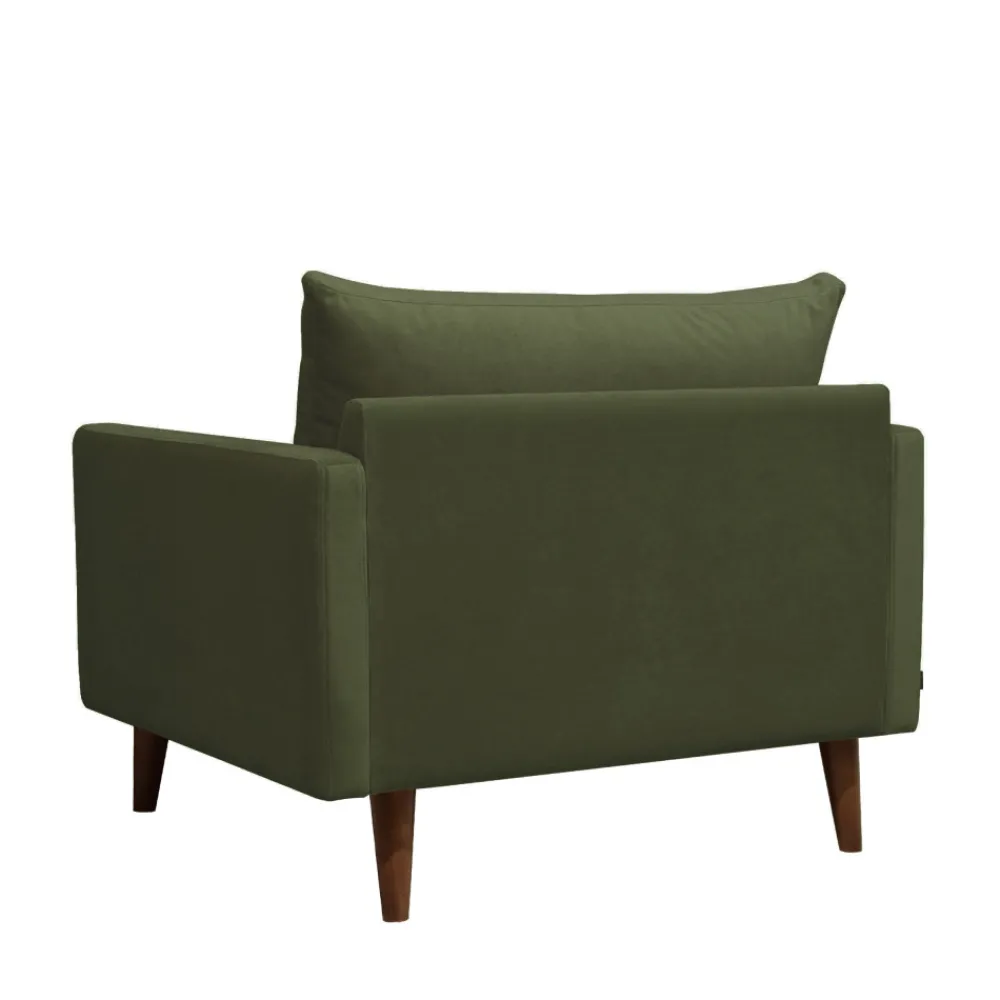 Drawer VILLABON Fauteuil XL en velours pieds bois foncé