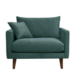 Drawer VILLABON Fauteuil XL en velours pieds bois foncé