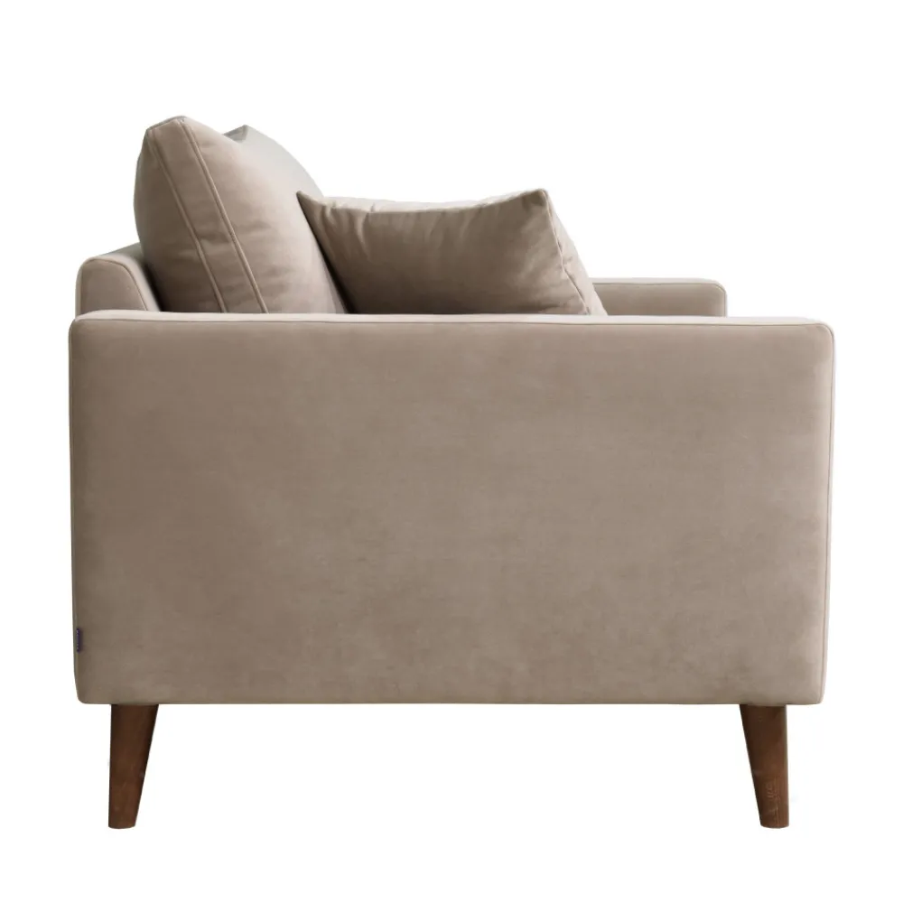 Drawer VILLABON Fauteuil XL en velours pieds bois foncé