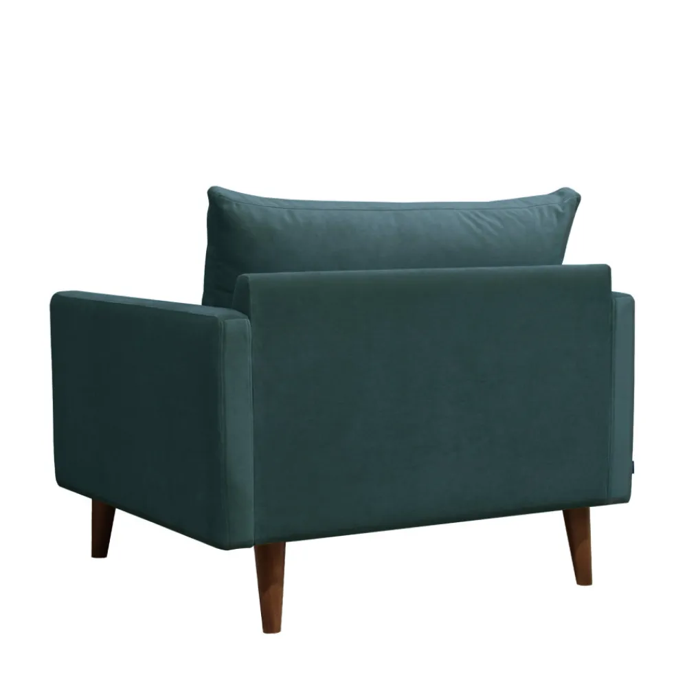 Drawer VILLABON Fauteuil XL en velours pieds bois foncé