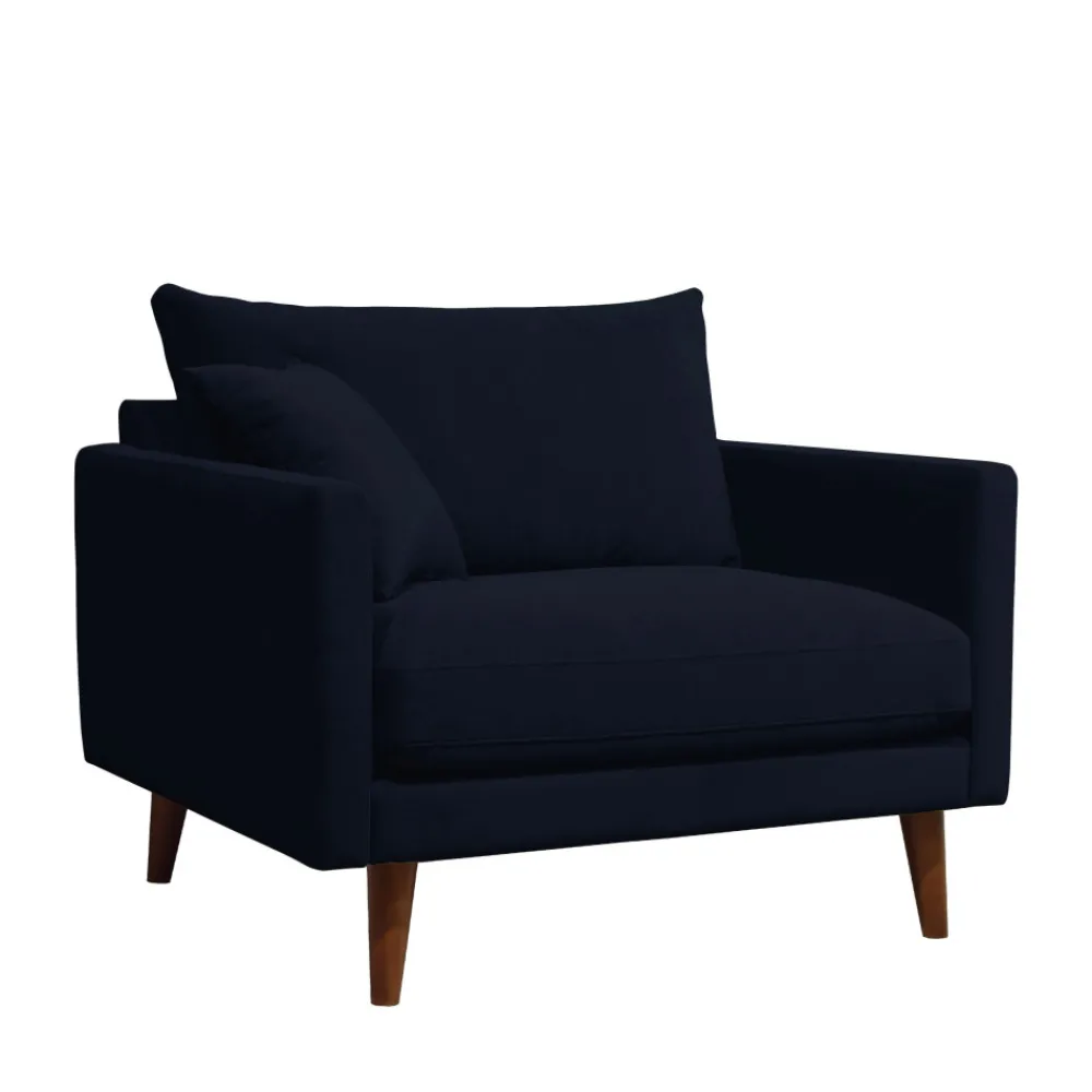 Drawer VILLABON Fauteuil XL en velours pieds bois foncé