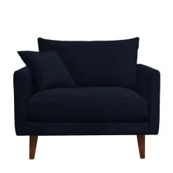 Drawer VILLABON Fauteuil XL en velours pieds bois foncé