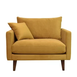 Drawer VILLABON Fauteuil XL en velours pieds bois foncé