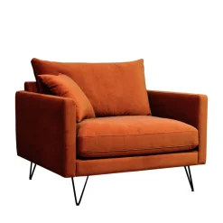 Drawer VILLABON Fauteuil XL en velours pieds épingles noirs