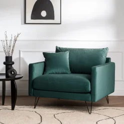 Drawer VILLABON Fauteuil XL en velours pieds épingles noirs