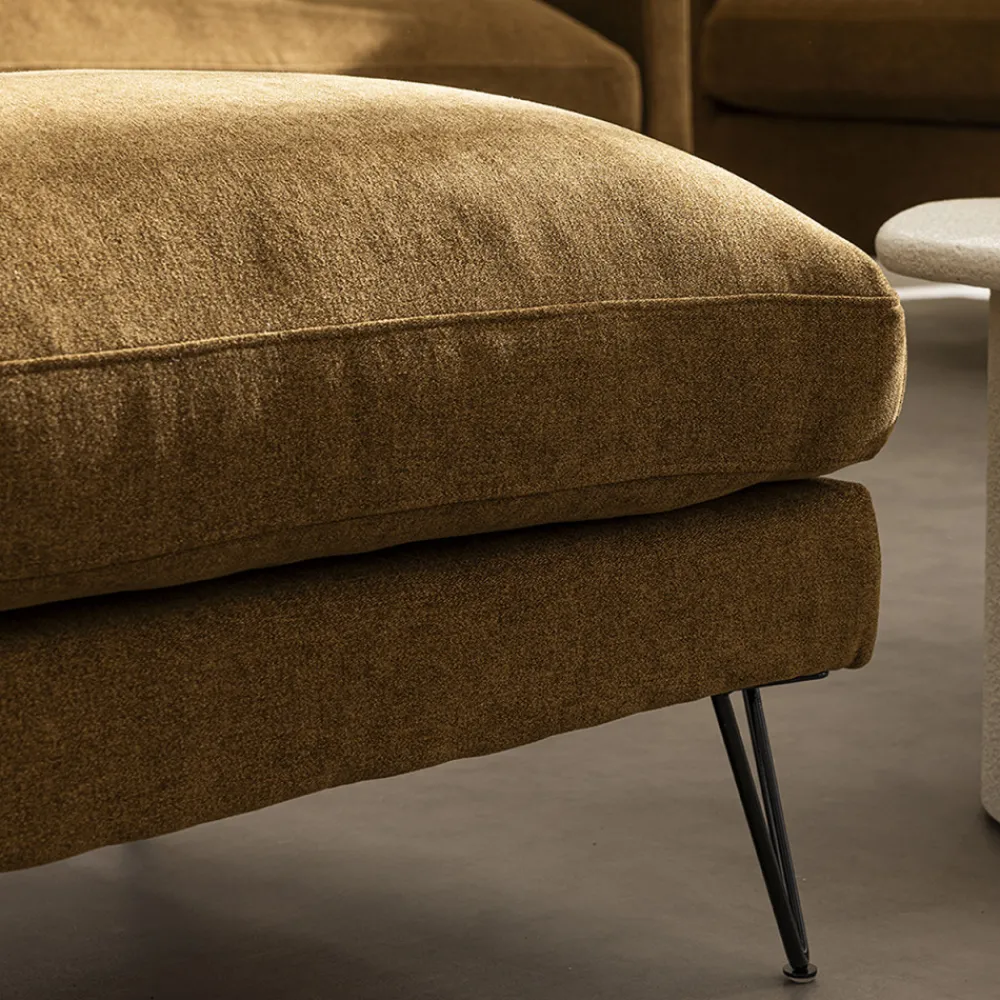 Drawer VILLABON Pouf en tissu pieds épingles noirs
